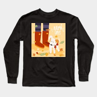 cute dog in leaves Long Sleeve T-Shirt